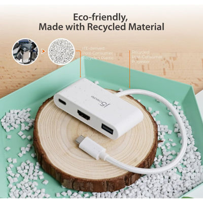 J5Create Jca379Ew Usb-C To Hdmi & Usb Type-A With Pd (Eco) White 2