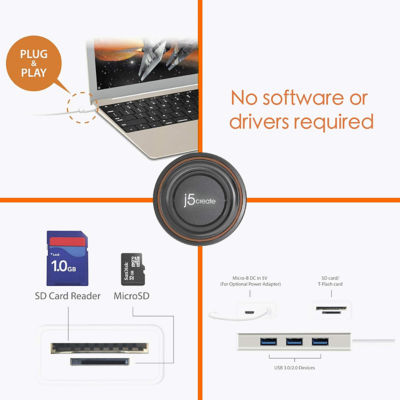 J5Create JCH347 USB-C 3.1集线器和读卡器 5