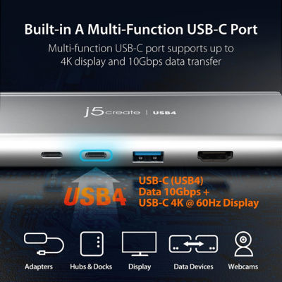 J5Create Jcd401 Usb4 To 10G Dual Multi-Port Adp(5In1) 5