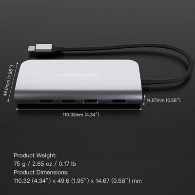 Hyperdrive Hd30F Power 9-In-1 Usb-C Hub Silver 6