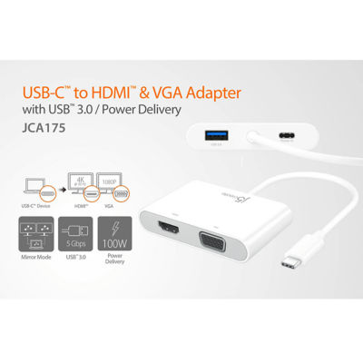 J5Create Jca175 Usb-C To Vga+Hdmi+Usb3+Pd Adapter 3