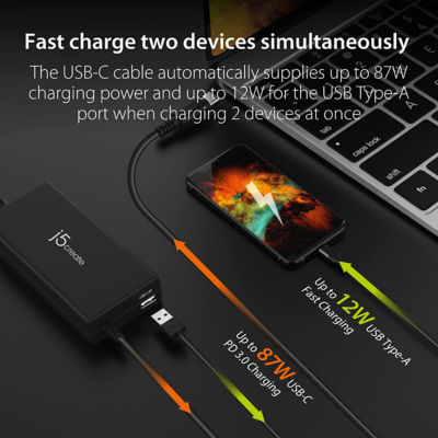 J5Create Jup2290 2-Port Usb-C 100W Super Charger W/ Pd 5