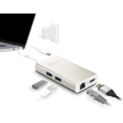 J5Create JCA374 USB-C多适配器HDMI ETN USB 3.0 4