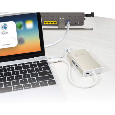 J5Create JCA374 USB-C多适配器HDMI ETN USB 3.0 6