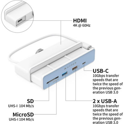 Hyperdrive Hd34A8 6-In-1 Usb-C Hub For Imac 24″ 3