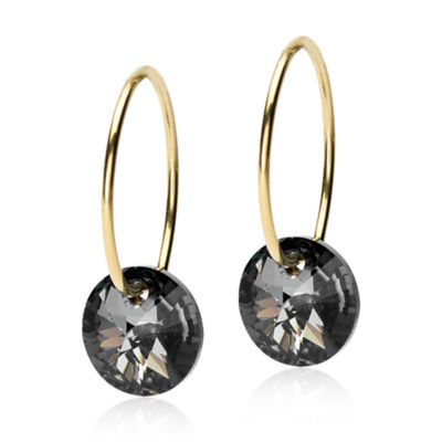 Blomdahl Hypoallergenic Jewellery Gold Titanium Pendant Round Earrings 8mm, Black Diamond 1