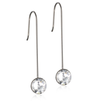 Blomdahl Hypoallergenic Jewellery Natural Titanium Straight Pendant Bezel 8mm, Crystal 1