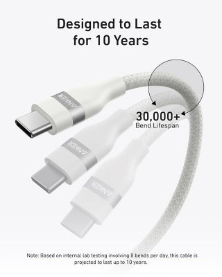 Anker USB-C to USB-C Cable 240W Upcycled-Braided 0.9m (3 ft) Cable A82E2 3