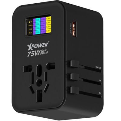 XPower TA75D LED Display 5-Output 75W PD 3.0/PPS Travel Adapter - Black 5