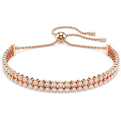 SWAROVSKI Matrix Tennis 手链, 圆形切割, 白色, 镀玫瑰金色调 1