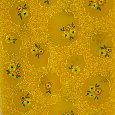 Kashkha Yellow Floral Lace Pure Silk Scarf 3