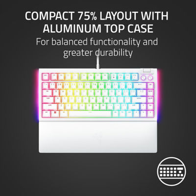 Razer Blackwidow V4 75% - 热插拔机械游戏键盘 - 白色版 - 美国布局 - World 3