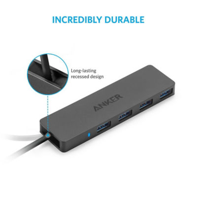 Anker Ultra Slim 4-Port USB 3.0 Data Hub 2ft Extended Cable A7516 3