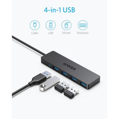 Anker Ultra Slim 4-Port USB 3.0 Data Hub 2ft Extended Cable A7516 4