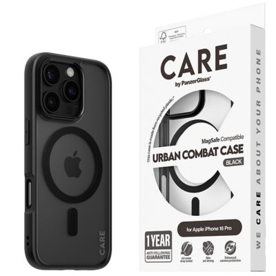 PanzerGlass CARE by PanzerGlass® Flagship Case Transparent Urban Combat w. Black Frame & MagSafe iPhone 16 Pro 2