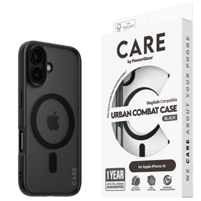 PanzerGlass CARE by PanzerGlass® Flagship Case Transparent Urban Combat w. Black Frame & MagSafe iPhone 16 2