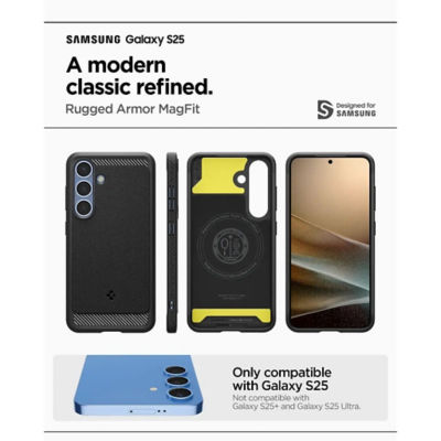 Spigen Samsung S25 case Rugged Armor MagFit - Matte Black 2
