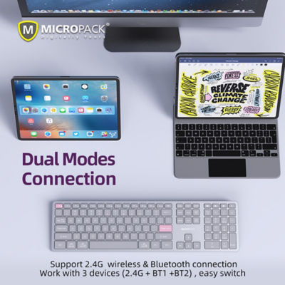 Micropack 2.4G+Bluetooth Rechargeable Wireless Keyboard K-310W WORK 3