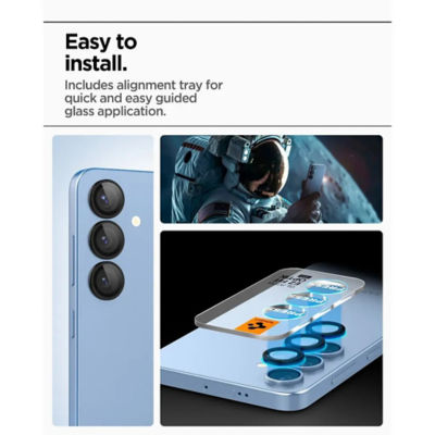 SPIGEN [2 Pack] Spigen Samsung S25 Camera Lens Protector EZ Fit Optik Pro HD - Black 5