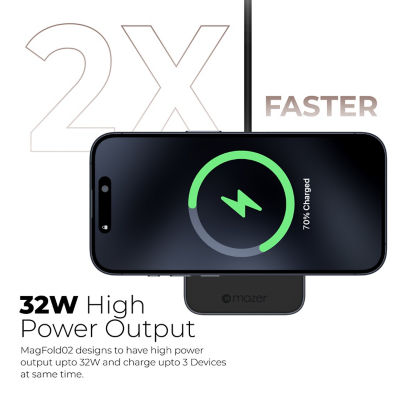 Mazer Qi2 Certified 32W Foldable 2-in-1 Wireless Charger - M-qi2-MagFold02 11
