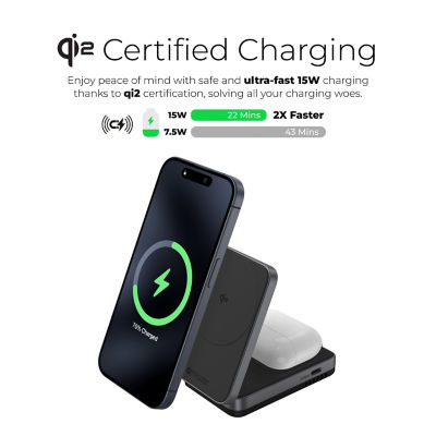 Mazer Qi2 Certified 32W Foldable 2-in-1 Wireless Charger - M-qi2-MagFold02 12