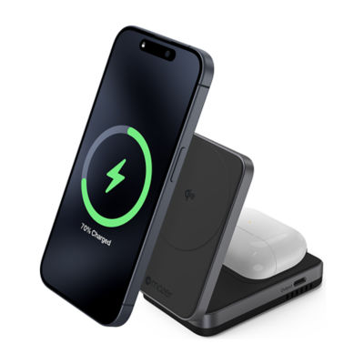 Mazer Qi2 Certified 32W Foldable 2-in-1 Wireless Charger - M-qi2-MagFold02 2