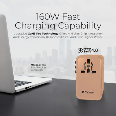 Mazer InfiniteTravel 160W GaN World Travel Charger - M-IFTravel1160PD 10