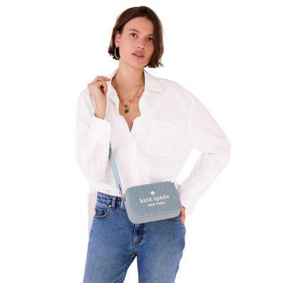 KATE SPADE Oh Snap Denim Camera Bag Blue Multi KK260 5