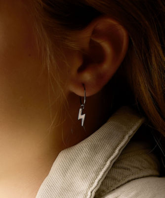 Blomdahl Hypoallergenic Jewellery Natural Titanium Earring 14mm, Pendant Flash 11mm 2