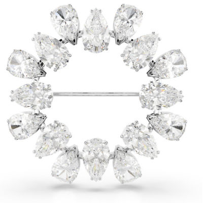 SWAROVSKI Matrix 胸针, 梨形切割, 白色, 镀铑 1