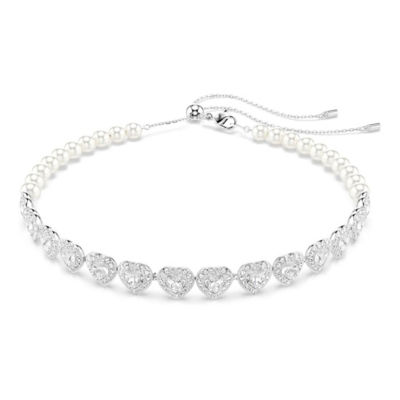 SWAROVSKI Ariana Grande x Swarovski Tennis 束颈项链, 混合切割, 心形, 白色, 镀铑 1
