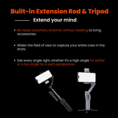 Hohem iSteady X3 Travel Smartphone Stabilizer with Magnetic Fill Light 3