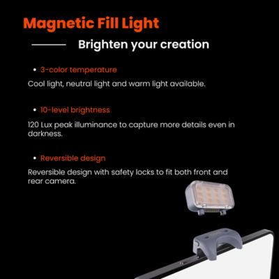 Hohem iSteady X3 Travel Smartphone Stabilizer with Magnetic Fill Light 4