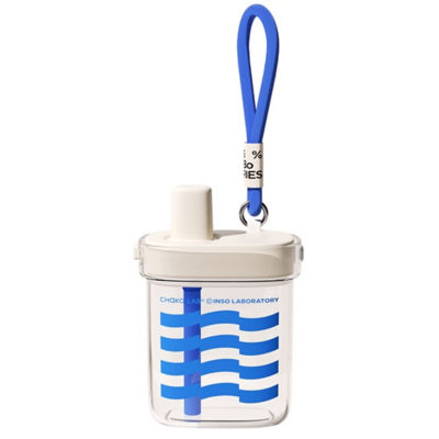 CHAKOLAB 780ML BOBO STRAW CUP SQUARE WHITE/BLUE 1