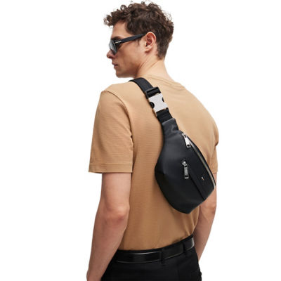 BOSS Signature-Stripe Belt Bag In Faux Leather 6