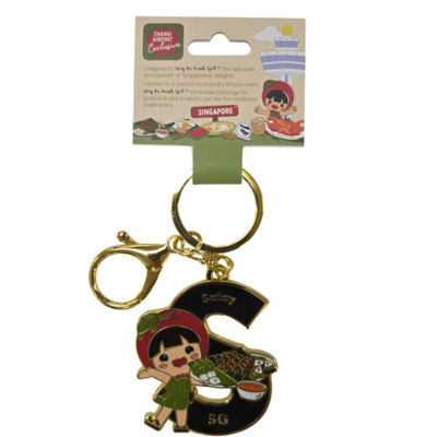 SINGAPORE SOUVENIRS Ang Ku Kueh Girl Alphabet Keychain - S 1