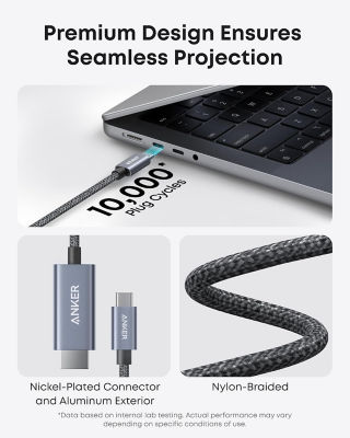 Anker Nano USB-C to HDMI Nylon-Braided (6ft/1.8m) 4K@60Hz HDR Video Adapter Cable A87E0 5