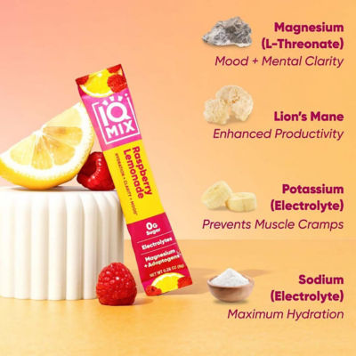 IQBar IQMix Sugar Free Electrolytes Powder Packets - Raspberry Lemonade 20 Sticks 3