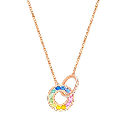 Goldheart Prestigio Rose Gold Rainbow Gemstone Circulaire Necklace 1