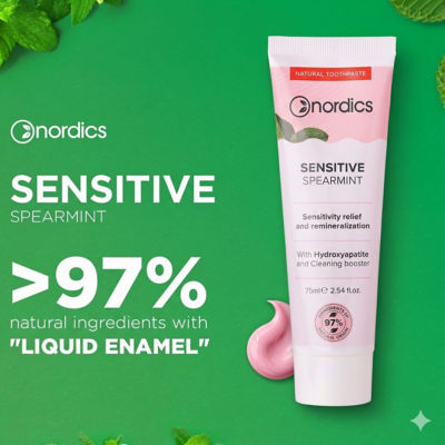 Nordics Natural Toothpaste Sensitive Spearmint with Hydroxyapatite 75ml 3
