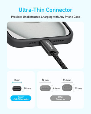 Anker Zolo USB C to USB C Cable 240W Braided Fast Charging 0.9m (3 ft) Cable A8060 3