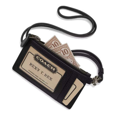 COACH Zip Lanyard Card Case In Signature Canvas Charcoal/Black CAJ46 3