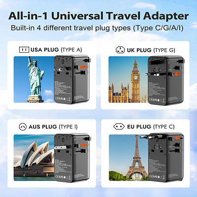  77digi 77digi 100W 3 Type-C + 2 USB Universal Travel Adapter with Cable (1007FVW) 5