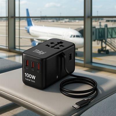  77digi 77digi 100W 3 Type-C + 2 USB Universal Travel Adapter with Cable (1007FVW) 6