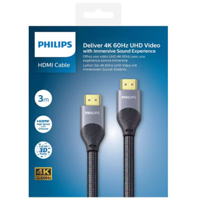 Philips HDMI Cable 3M, 2.0 Cert, 4K 60 Hz, Braided Cable 2