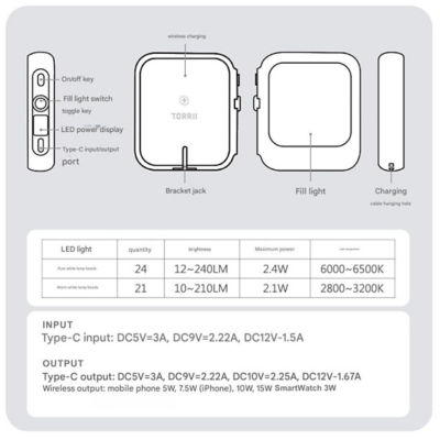 TORRII LUNA Magnetic Powerbank 5000mAh with LED light 8