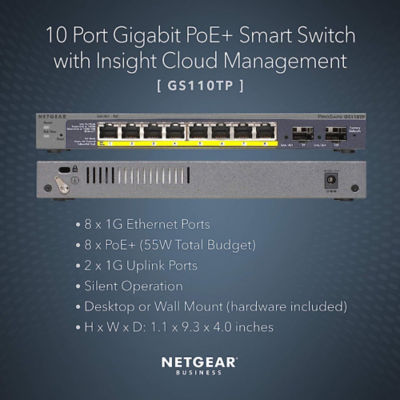 NETGEAR GS110TP 8-Port Gigabit Ethernet Smart Managed Pro PoE Switch 3