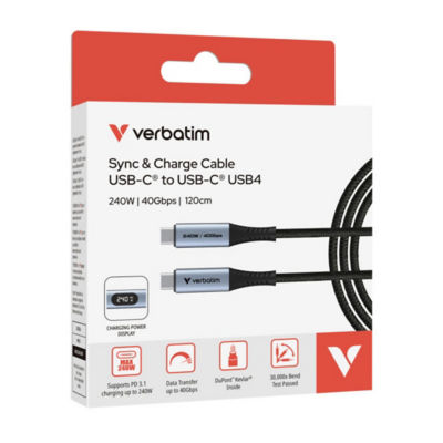 Verbatim Sync & Charge Cable 240W USB-C to USB-C with LED Display (SCC4-CCD240) 4