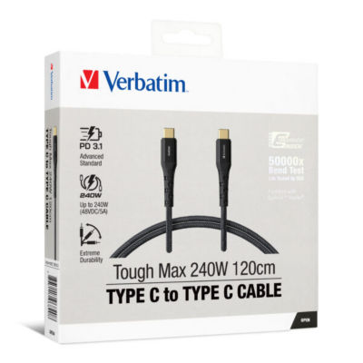 Verbatim 120cm Touch Max PD 3.1 240W USB 2.0 C to C Kelvar Cable 9