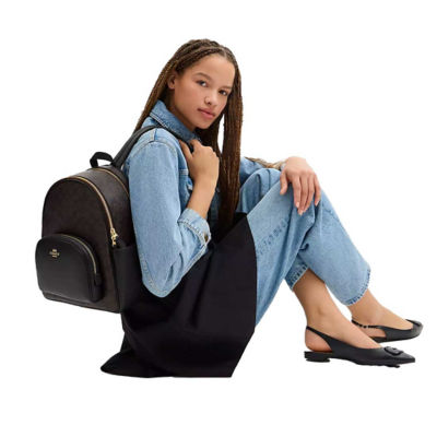 COACH Court Backpack In Signature Canvas Walnut/Black CZ176 5